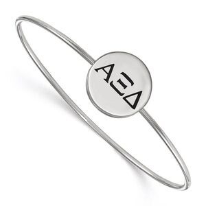 Sterling Silver Alpha Xi Delta Enamel Greek Letters Bangle - 7 in.